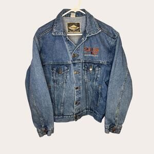 Vintage Halemano Jean Wear Denim Jean Jacket with Saloon 10 Embroidery Size S
